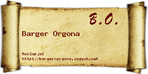 Barger Orgona névjegykártya